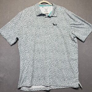 Scales Mens Golf Polo Shirt Shark Tooth Print Turquoise Teal X Large